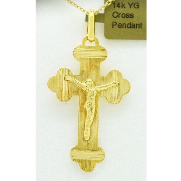 CRUCIFIX PENDANT 14K SOLID YELLOW GOLD